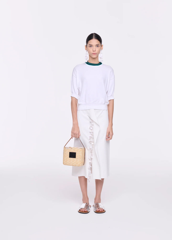 KNITTED COTTON SWEATER - White