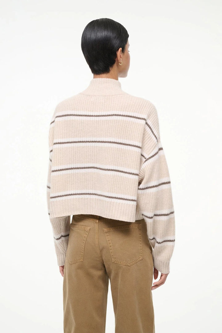 CASHMERE CROPPED HAMPTON SWEATER - WHISPER STRIPE