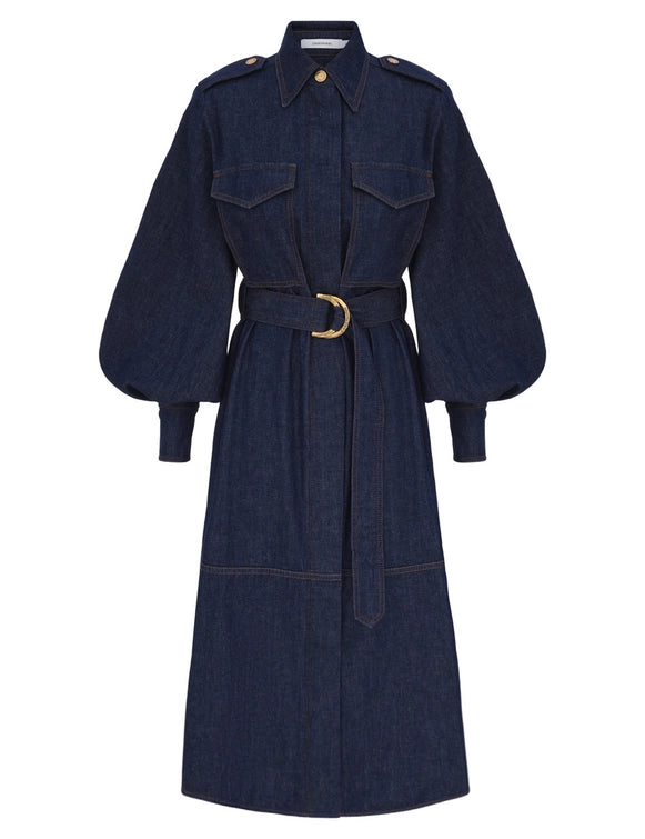 DENIM CARGO MIDI DRESS - Ink