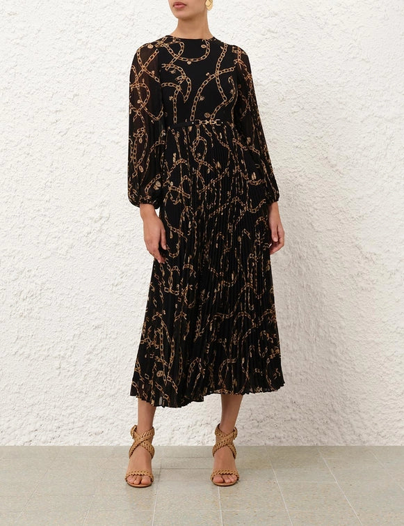 Sunray Long Sleeve Dress - Black Charms