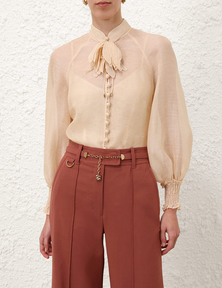 Illustration Buttoned Blouse - Cream