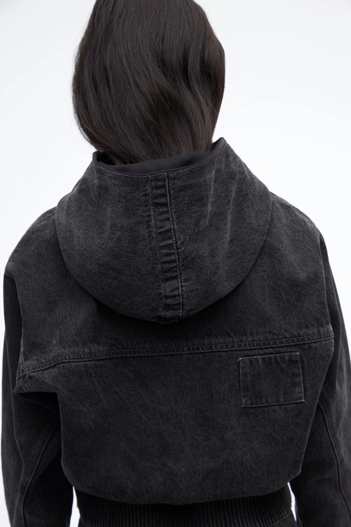 Denim Hoodie - Washed Black