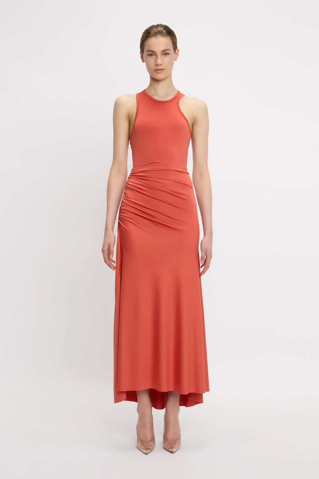 Asymmetric Tank Midi Dress - Paprika