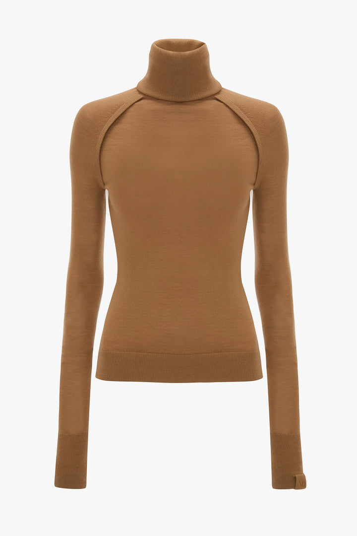 High Neck Top - Dark Camel