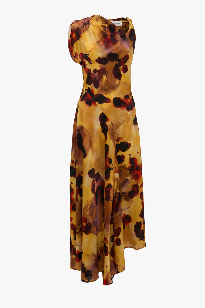 Sleeveless Draped Midi Dress - Amber Floral Print