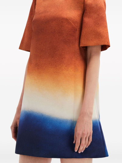 ABSTRACT OMBRÉ SHIFT DRESS - Canyon/Navy