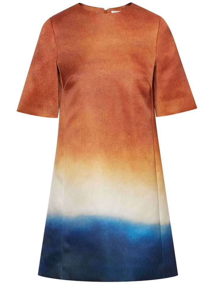ABSTRACT OMBRÉ SHIFT DRESS - Canyon/Navy