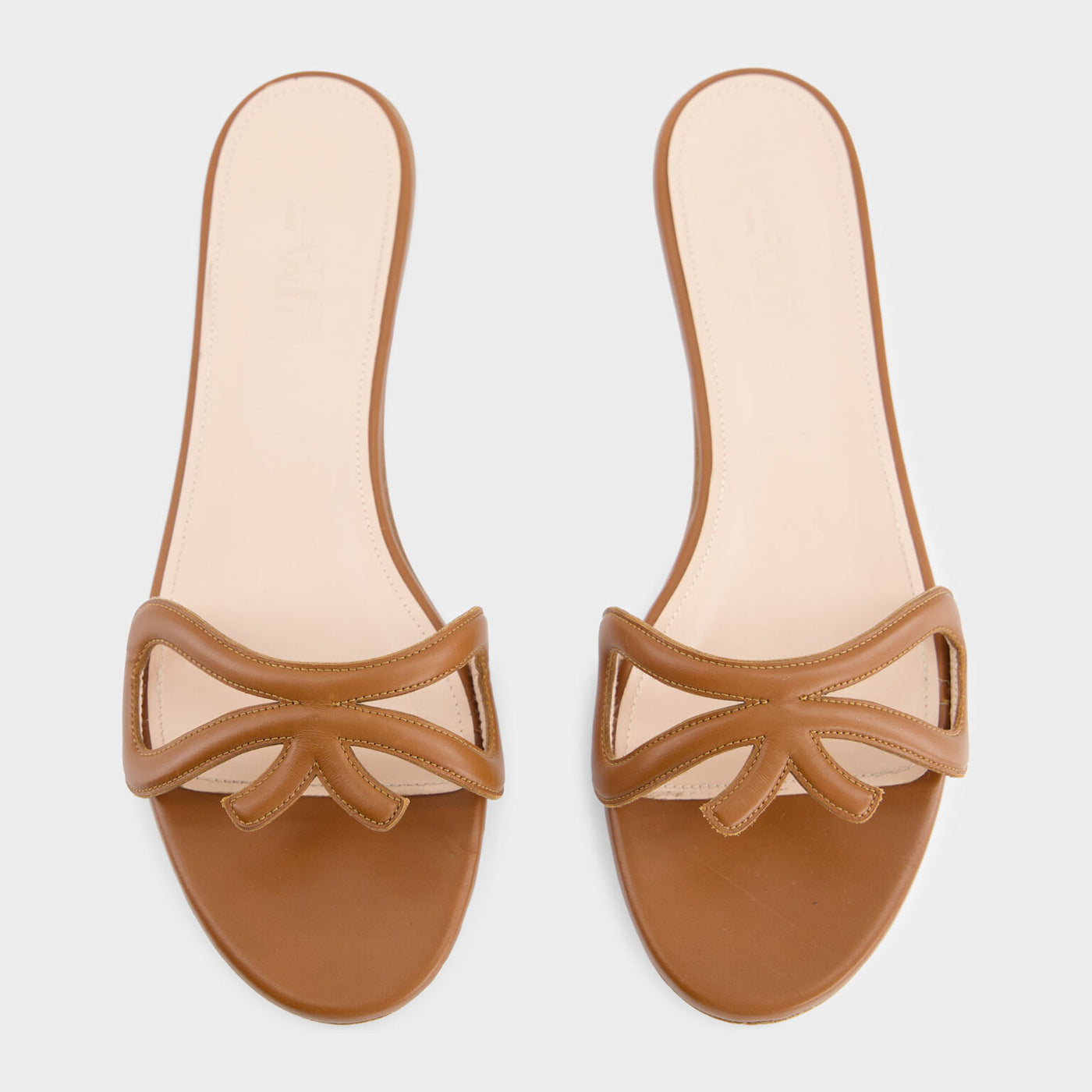 FLAT LEATHER MULES - Brown