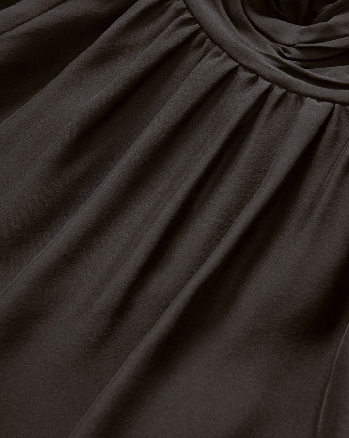 Alyssa Silk Turtleneck Blouse - Black