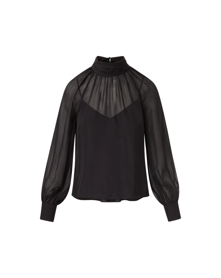 Alyssa Silk Turtleneck Blouse - Black