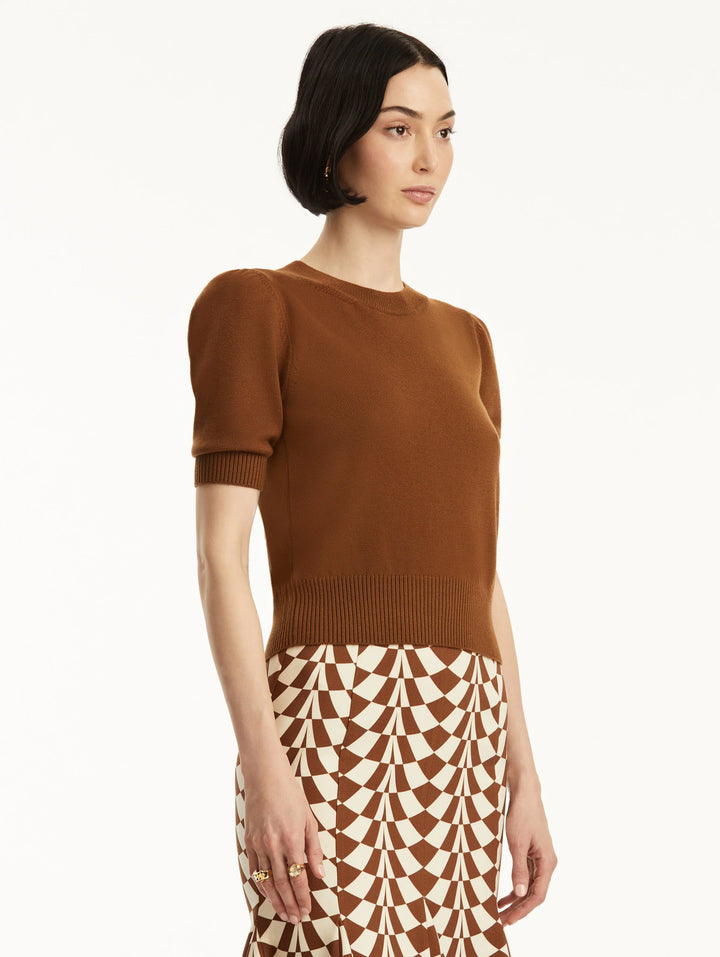 Short Sleeve Wool Pullover - Cognac