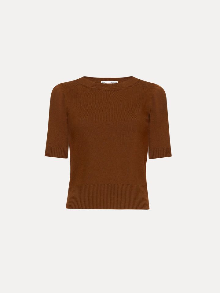 Short Sleeve Wool Pullover - Cognac