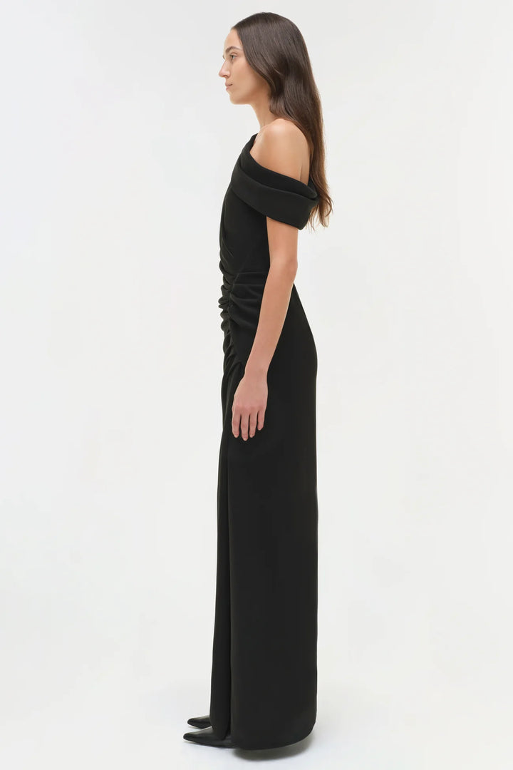 Kally Draped Midi Dress - Black