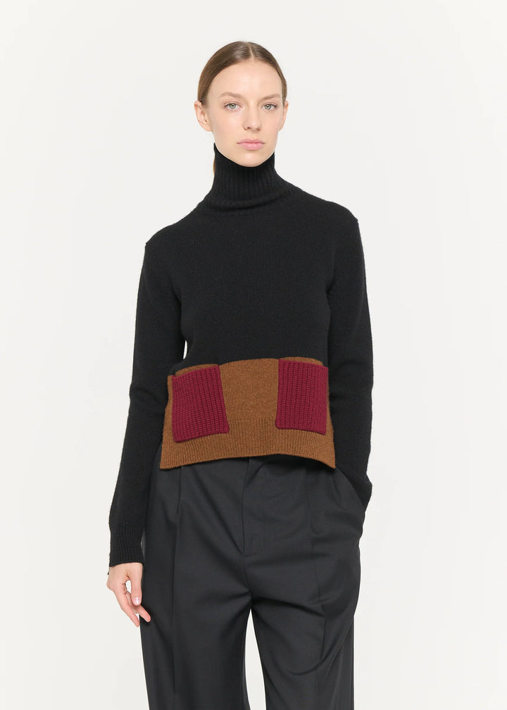 CASHMERE TURTLENECK SWEATER - Black Multi