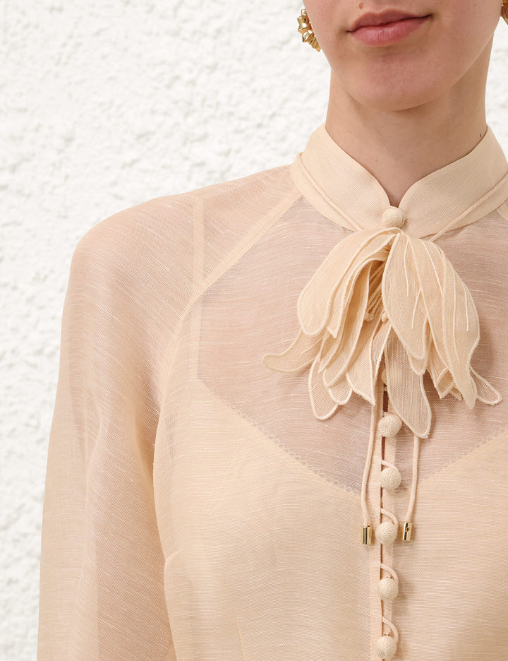 Illustration Buttoned Blouse - Cream