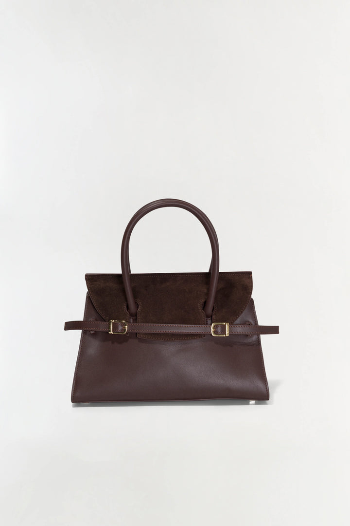 River Mini Suede Handle Bag - Cacao