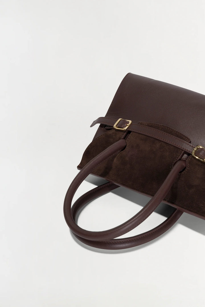 River Mini Suede Handle Bag - Cacao