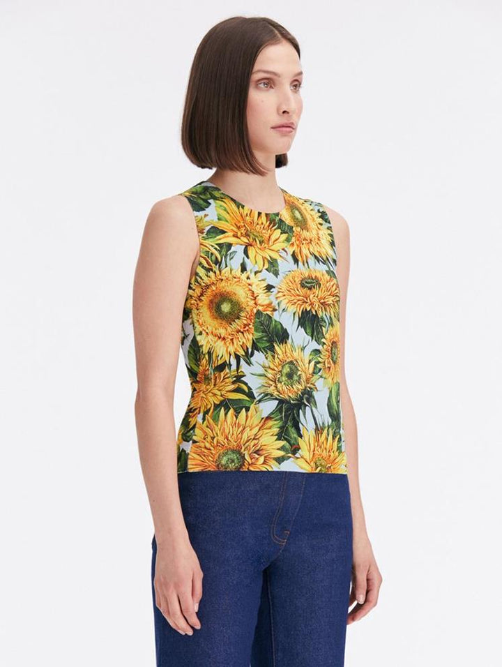 SUNFLOWER PRINTED TANK - Yellow/Soft Blue
