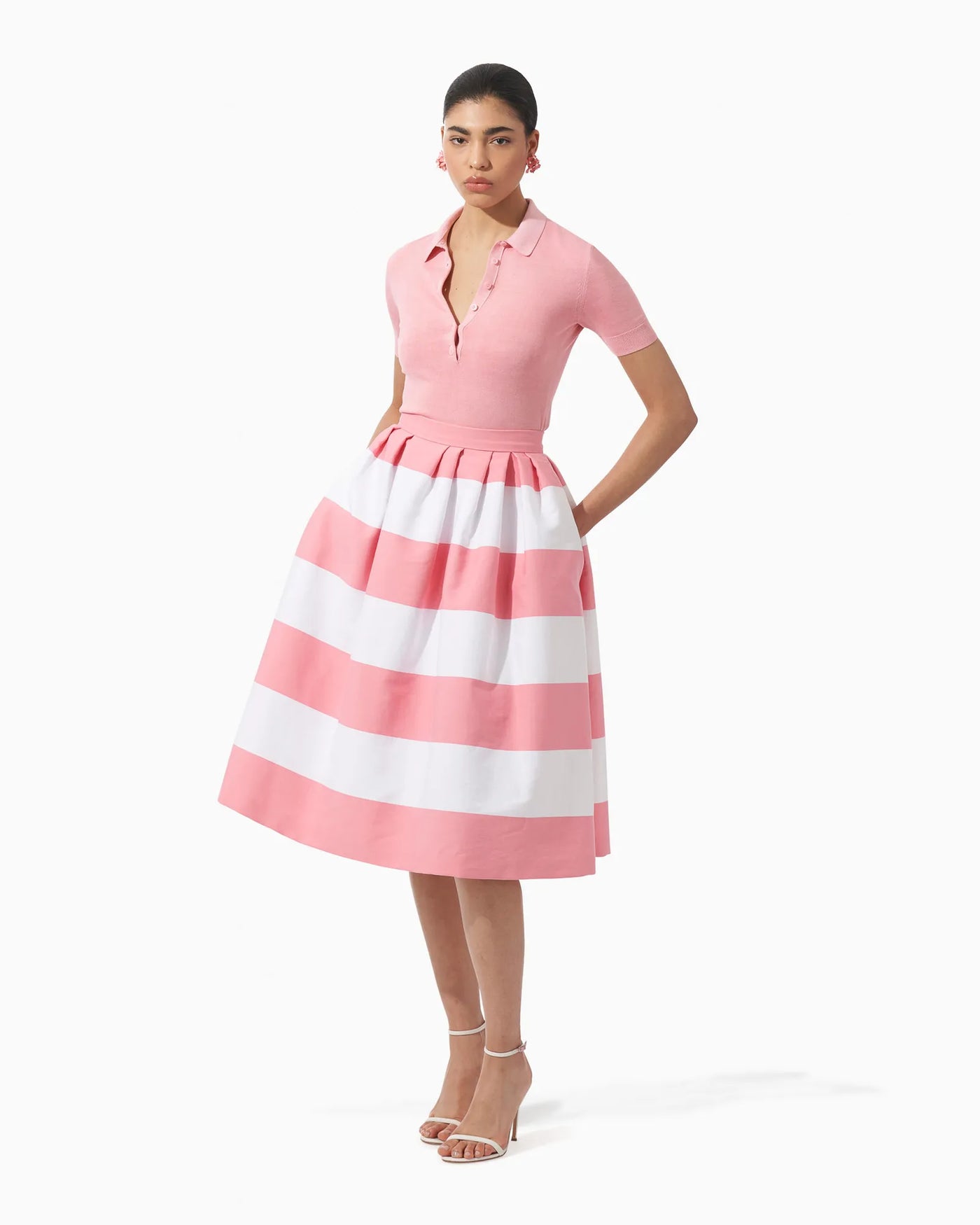 Striped Midi Skirt - Shell Pink Multi