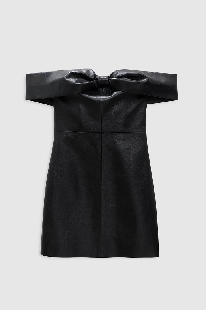 Colleen Mini Dress - Black Recycled Leather