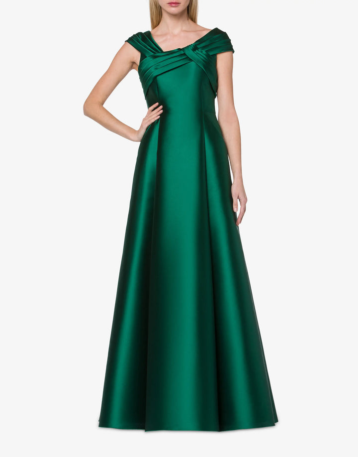 MIKADO DRESS WITH PLEATS - Dark Green