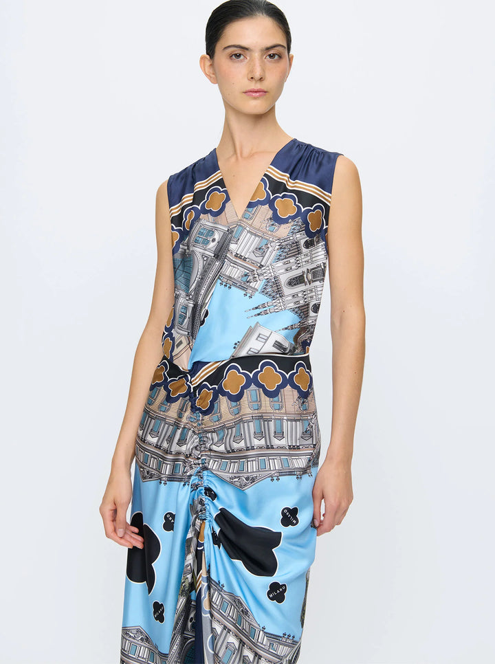 AGNES Wrap Dress - Blue Multi