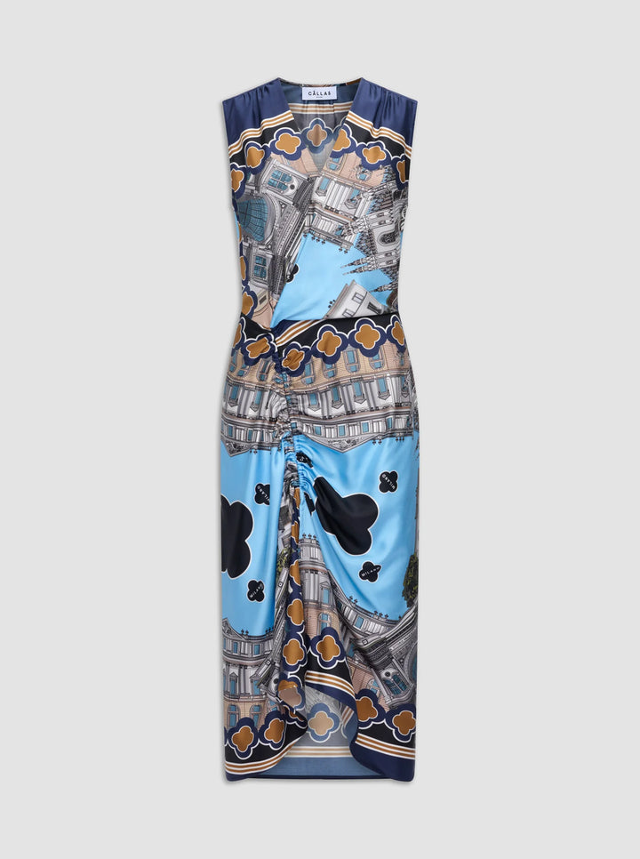 AGNES Wrap Dress - Blue Multi