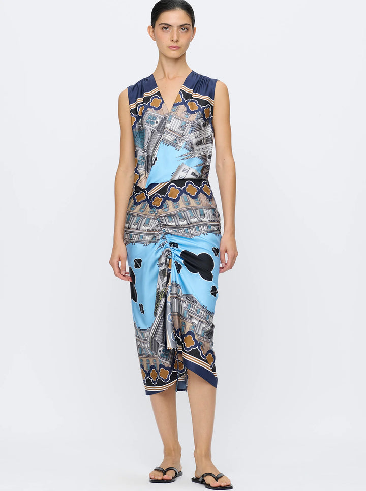 AGNES Wrap Dress - Blue Multi