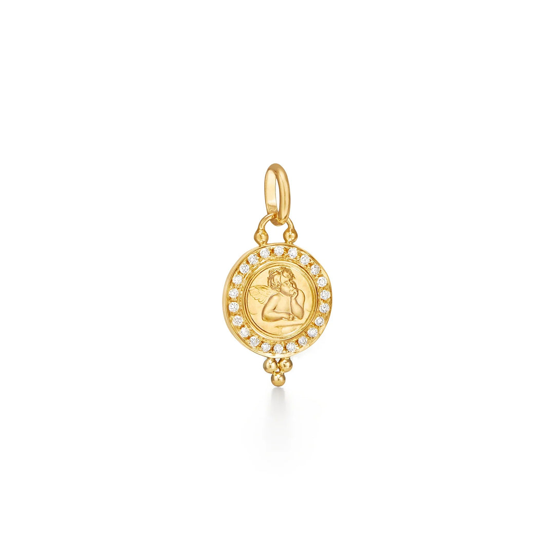 18K Small Diamond Pavé Angel Pendant
