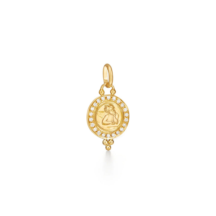 18K Small Diamond Pavé Angel Pendant