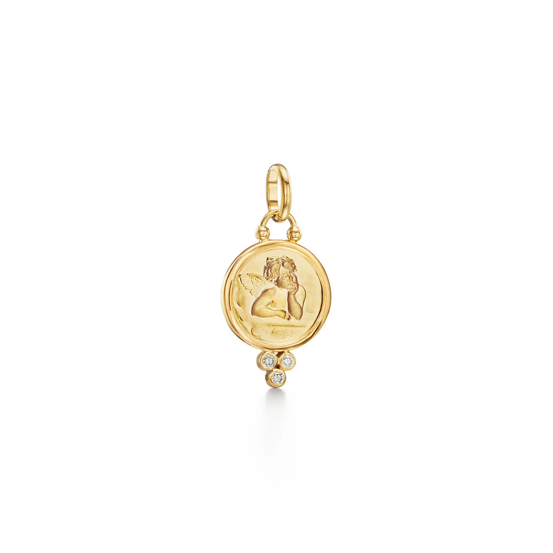 18K Medium Diamond Angel Pendant