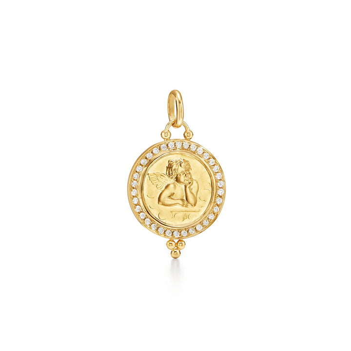 18K Medium Diamond Pavé Angel Pendant