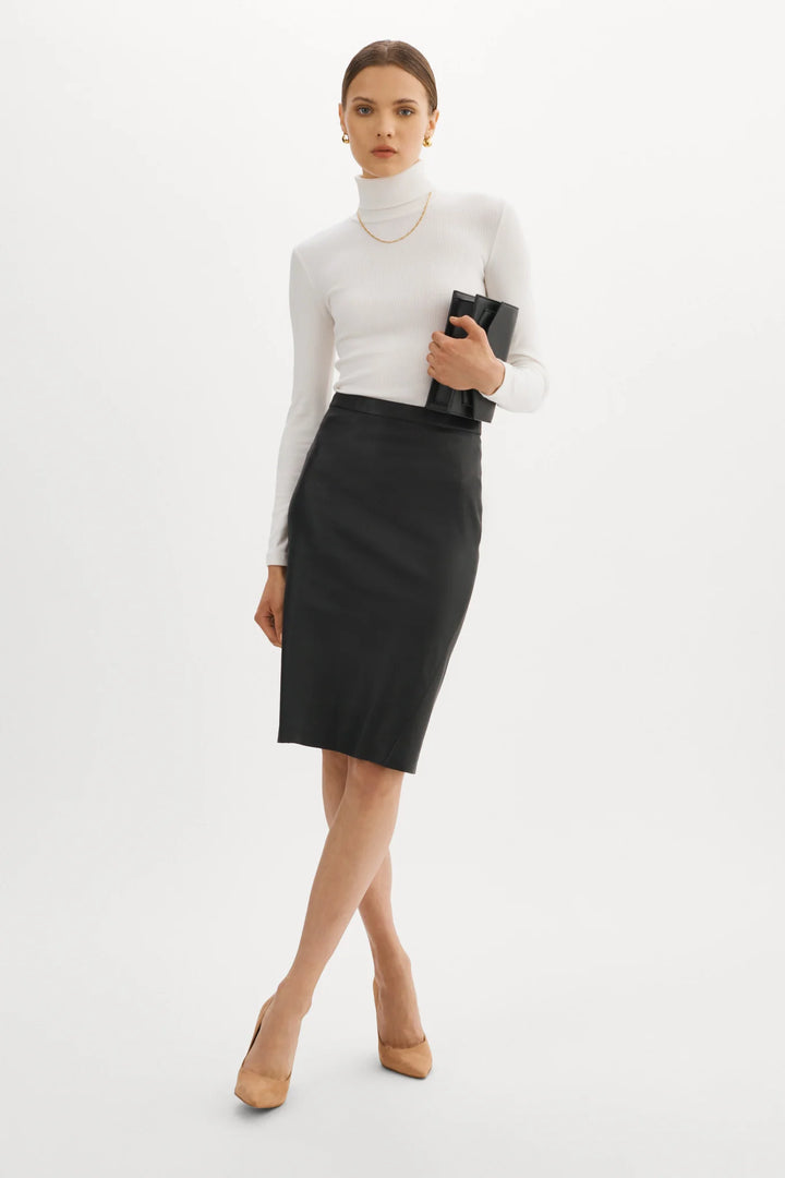 AVANA Leather Pencil Skirt - Black