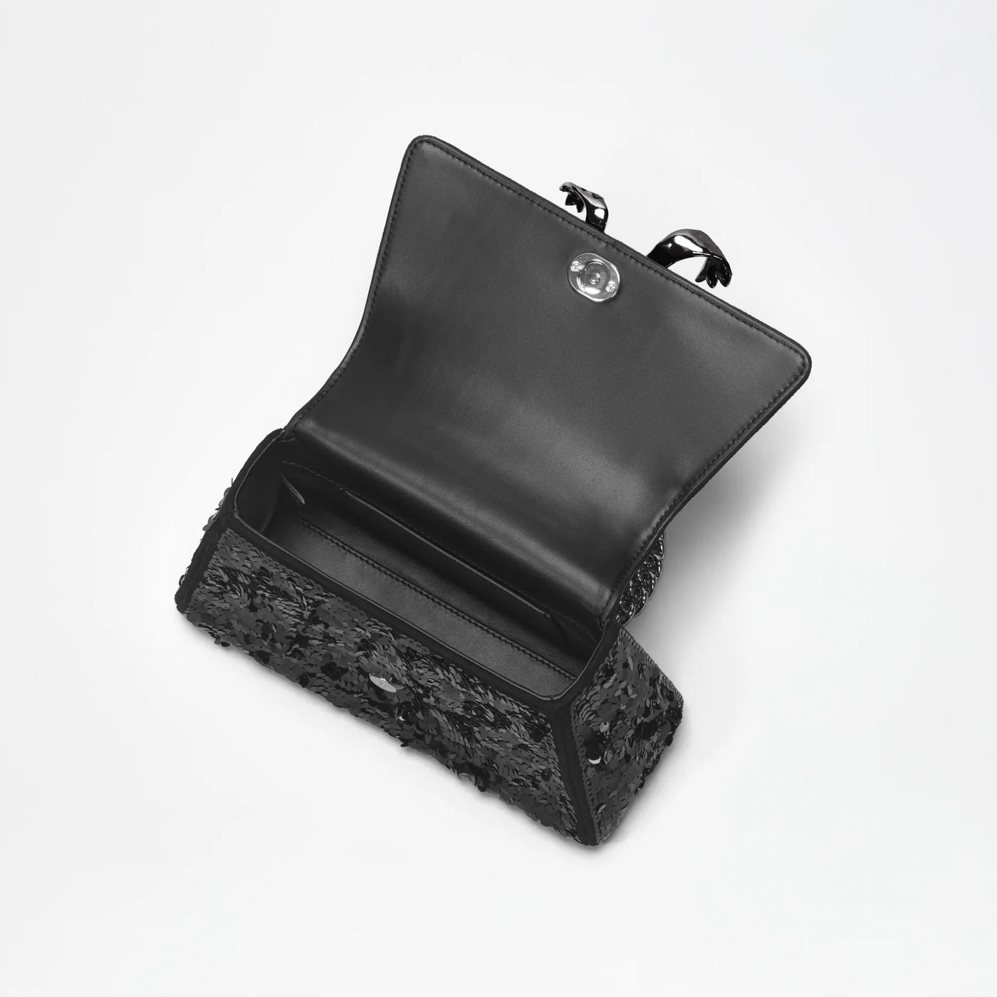 Sequin Bow Mini Shoulder Bag - Black
