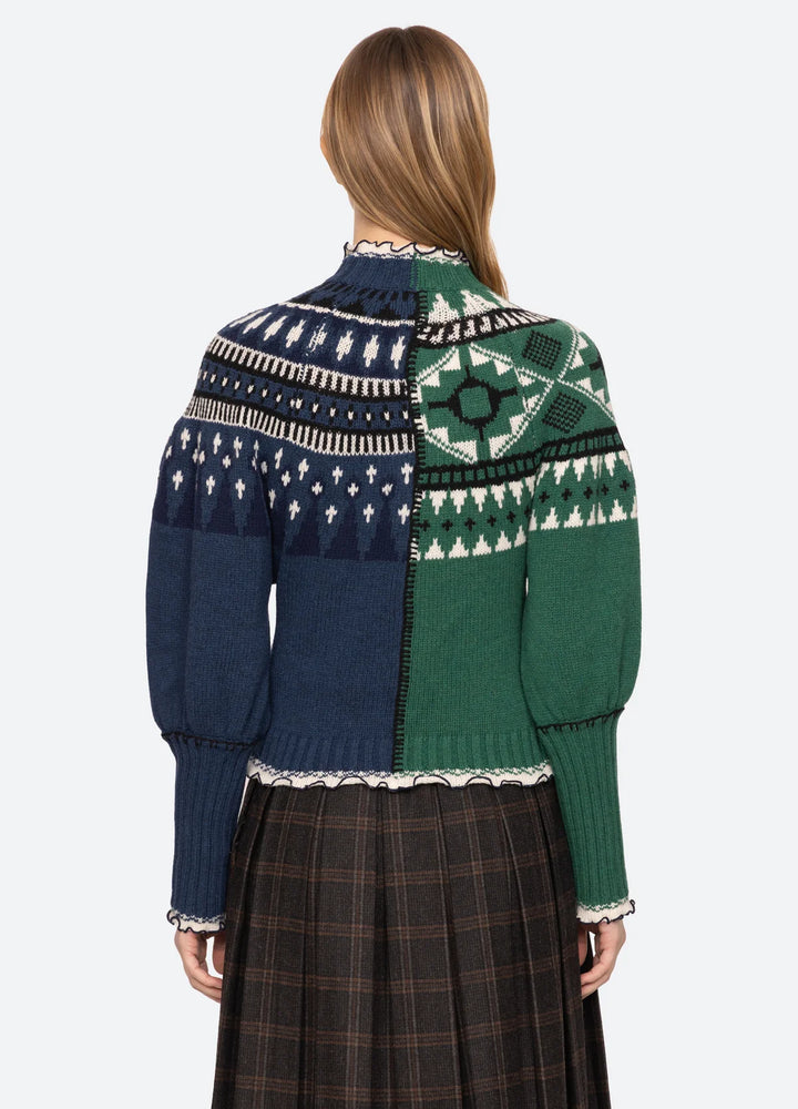 Linea Zip Front Cardigan - Blue/Green Multi