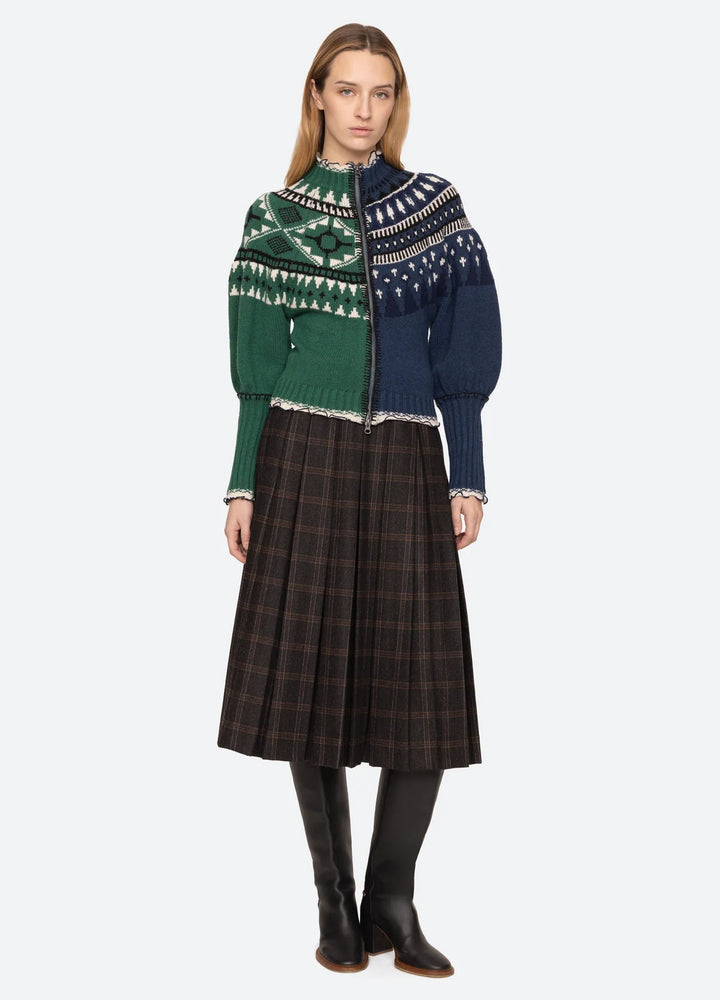 Linea Zip Front Cardigan - Blue/Green Multi