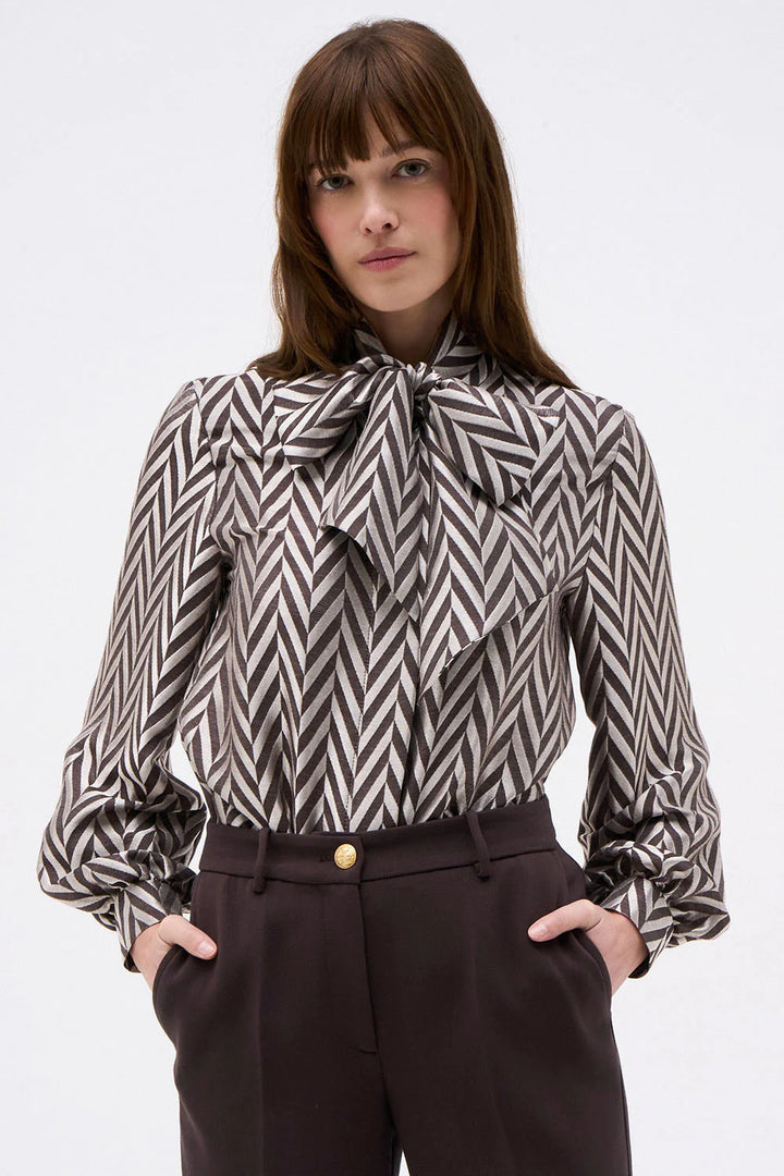 CHEVRON BLOUSE - Rose/Black