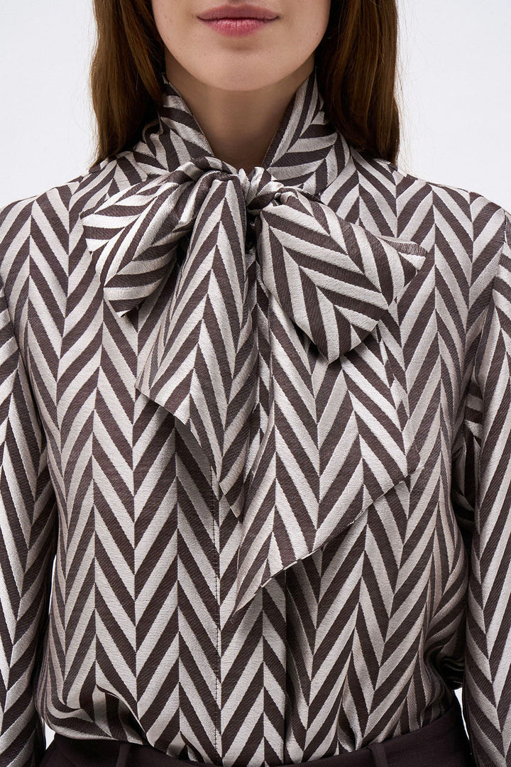 CHEVRON BLOUSE - Rose/Black