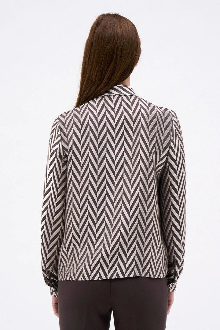 CHEVRON BLOUSE - Rose/Black