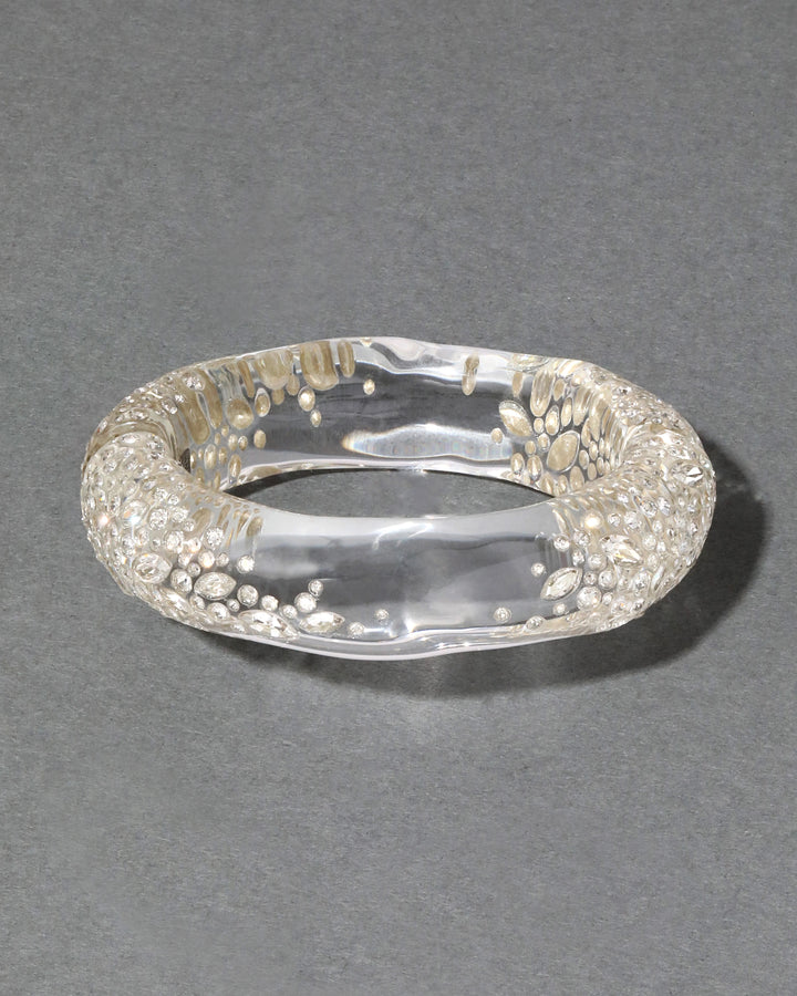 Confetti Crystal Lucite Hinge Bracelet - Clear