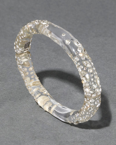 Confetti Crystal Lucite Skinny Hinge Bracelet - Clear