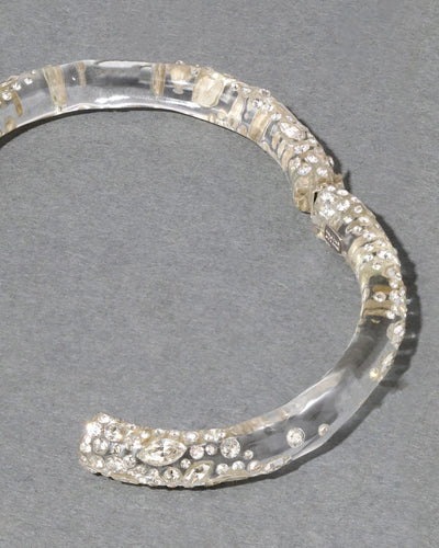 Confetti Crystal Lucite Skinny Hinge Bracelet - Clear
