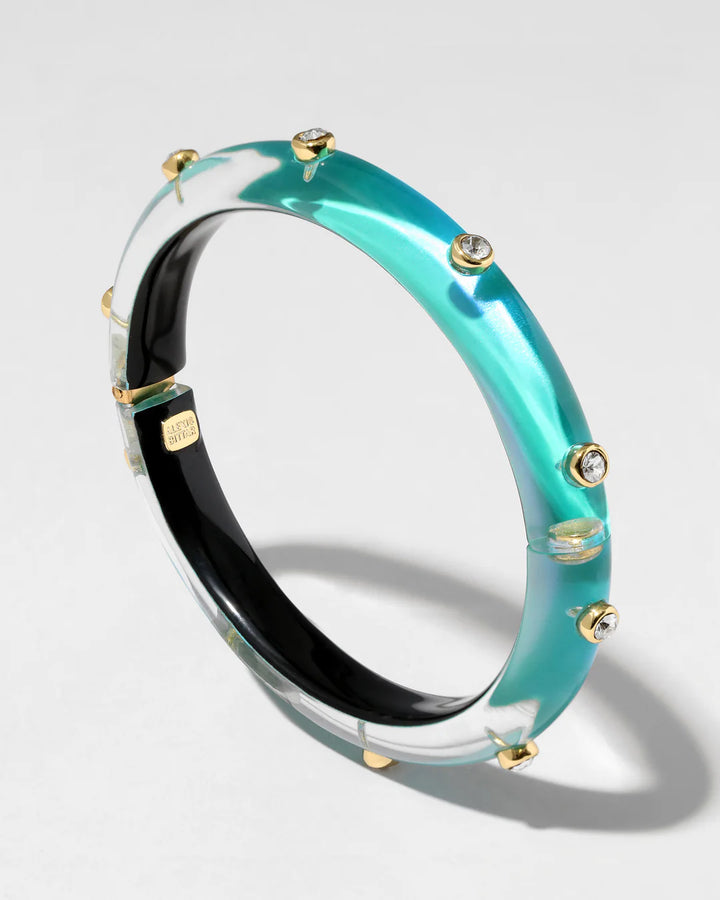 Crystal Studded Lucite Hinge Bracelet - More Colors Available