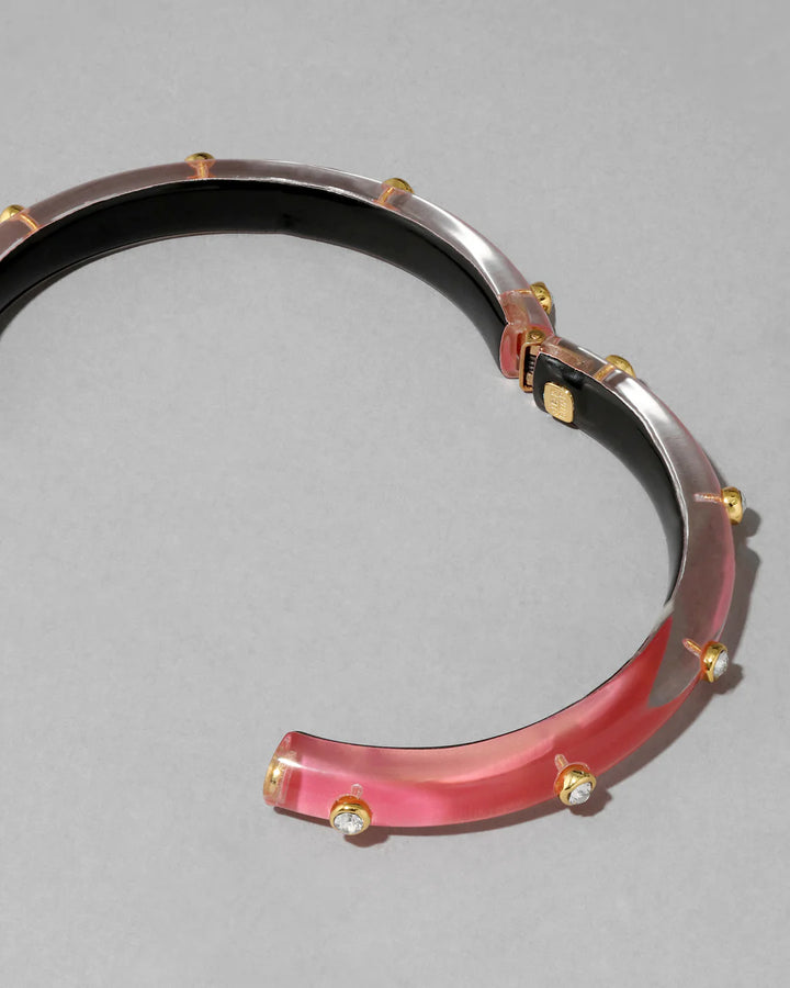 Crystal Studded Lucite Hinge Bracelet - More Colors Available