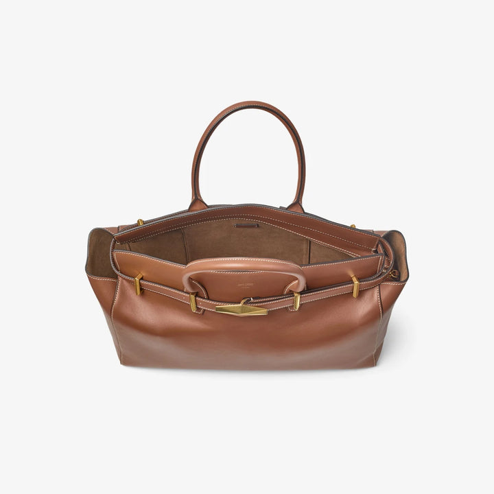 Diamond Belted Top Handle Medium - Tan/Ecru/Gold