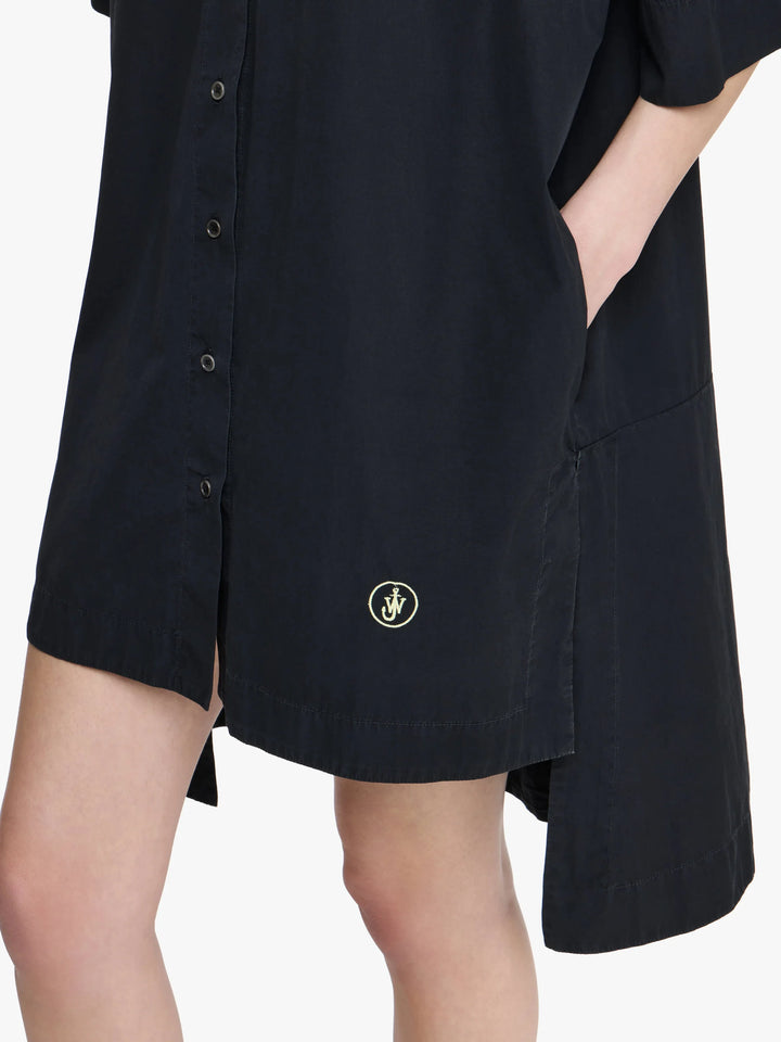 SHORT SLEEVE STEP HEM SHIRT DRESS - Washed Black