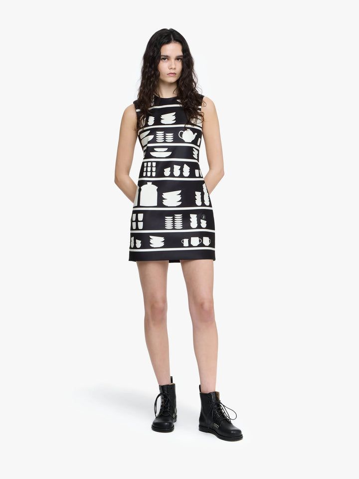 MINI SHIFT DRESS - Black/White