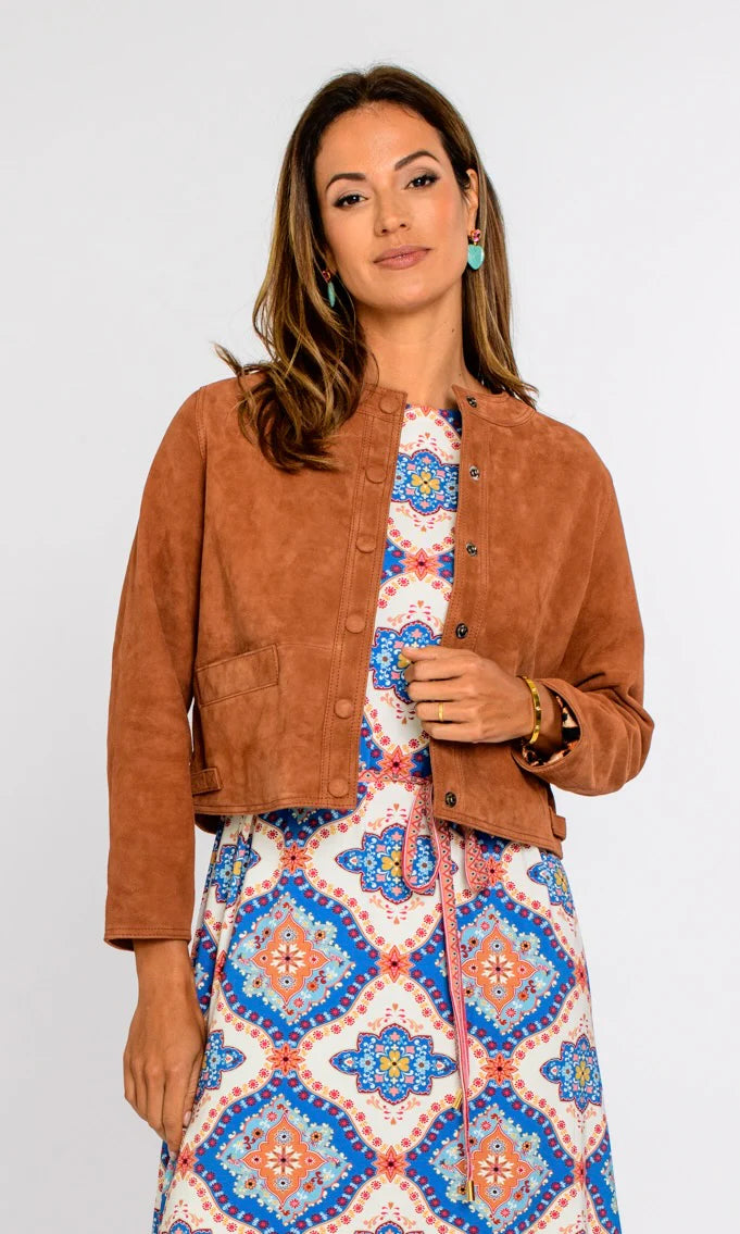 Esme Jacket in Goat Suede - Cognac