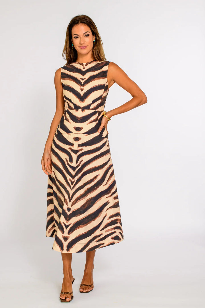 Claire Dress - Brown Zebra