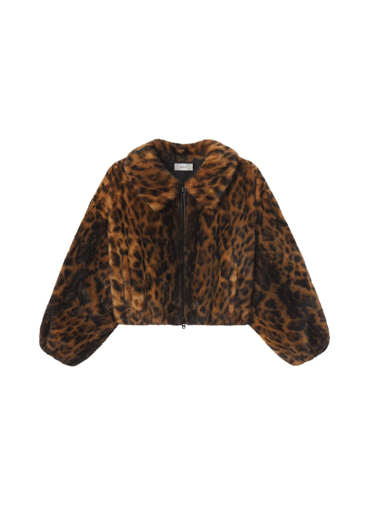 Esme Leopard Faux Fur Jacket - Brown Multi